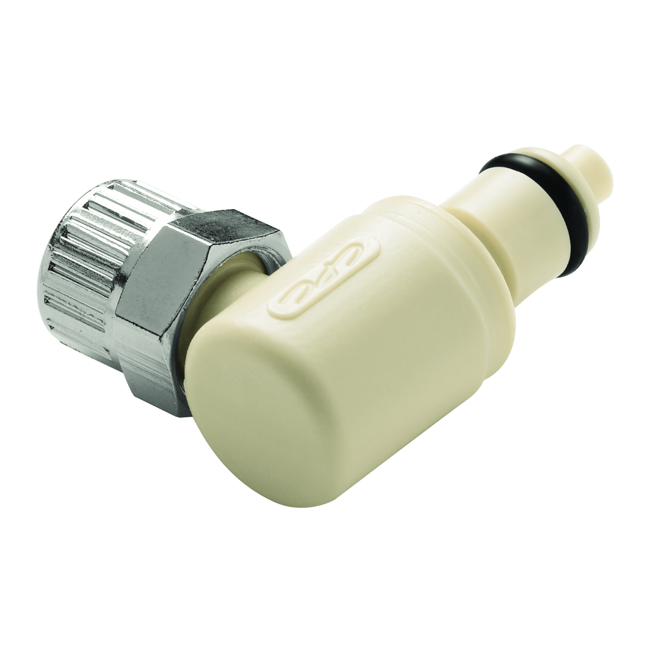 CPC Winkel-Schnellverschlussstecker mit Absperrung, 1/4" (6,4 mm) AD x 4,3 mm ID, Polypropylen