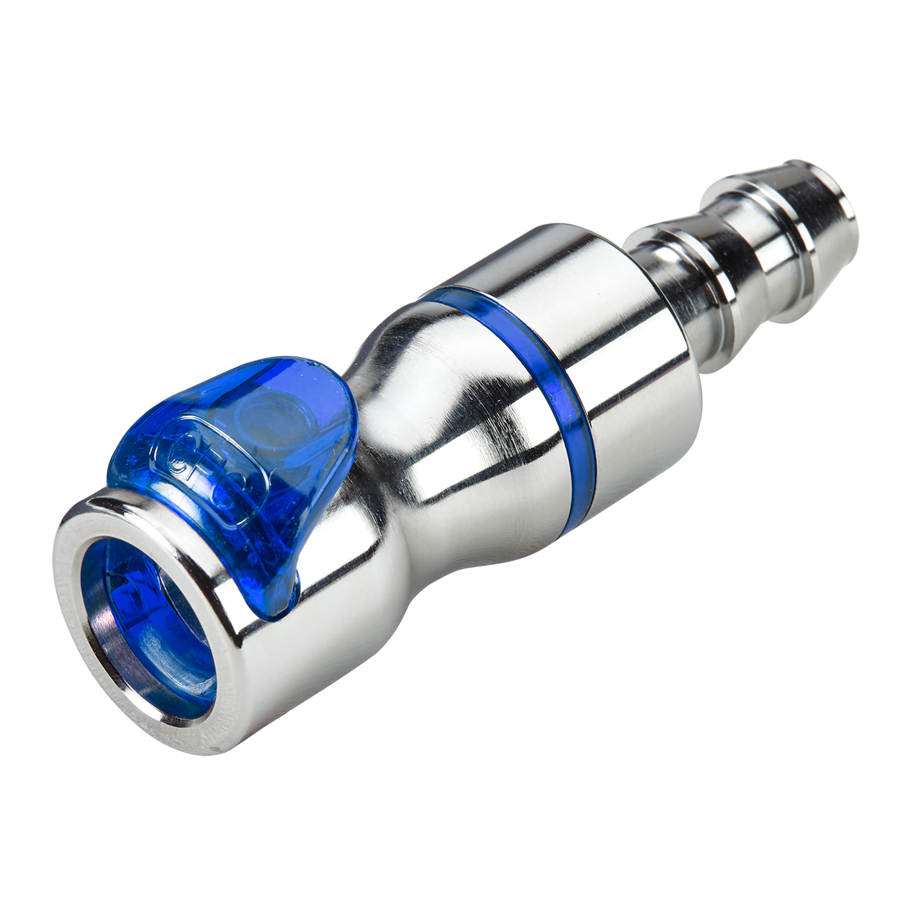 CPC Schnellverschlusskupplung mit Absperrung, 3/8" (9,5 mm) ID, Messing verchromt