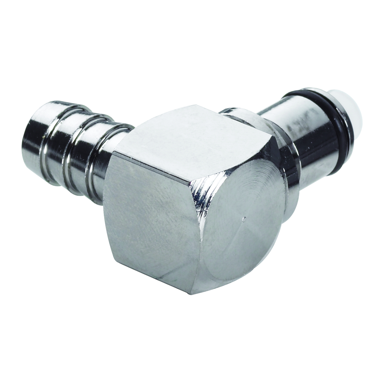 CPC Winkel-Schnellverschlussstecker mit Absperrung, 3/8" (9,5 mm) ID, Messing verchromt
