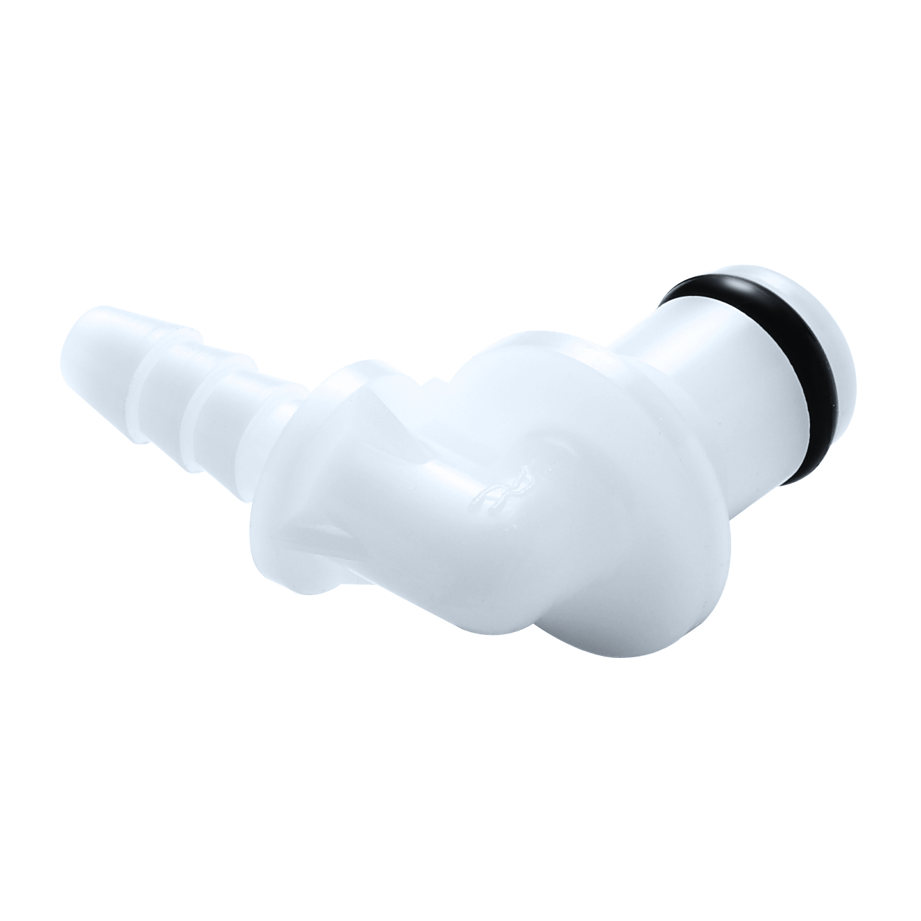 CPC Winkel-Schnellverschlussstecker mit Absperrung, 1/4" (6,4 mm) ID, Acetal