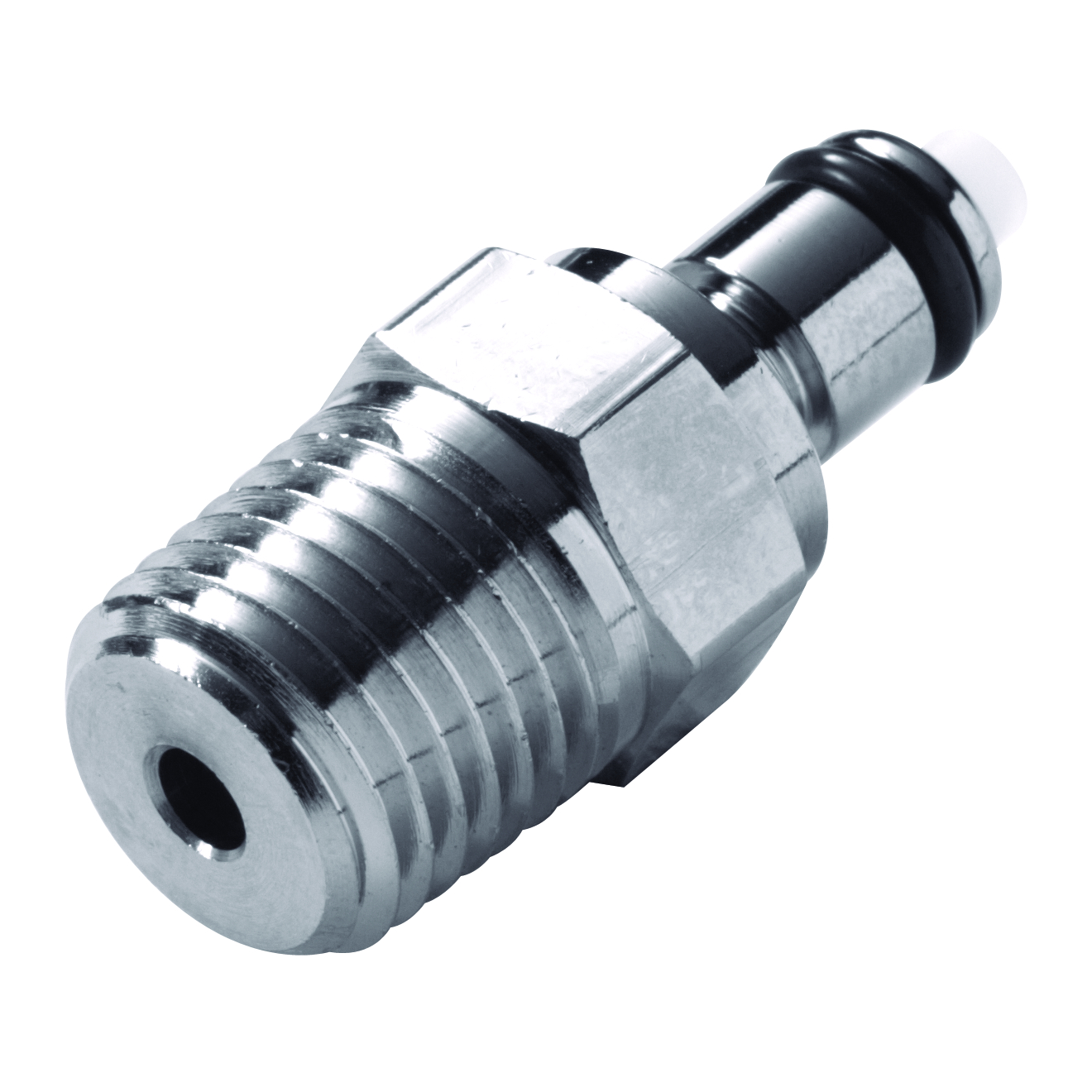 CPC Schnellverschlussstecker mit Absperrung, 1/4" (6,4 mm) ID, Messing verchromt