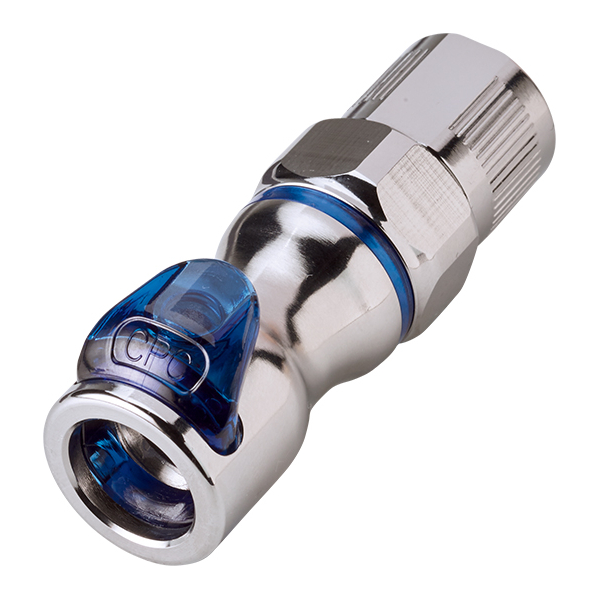 CPC Schnellverschlusskupplung mit Absperrung, 3/8" (9,5 mm) AD x 6,4 mm ID, Messing verchromt