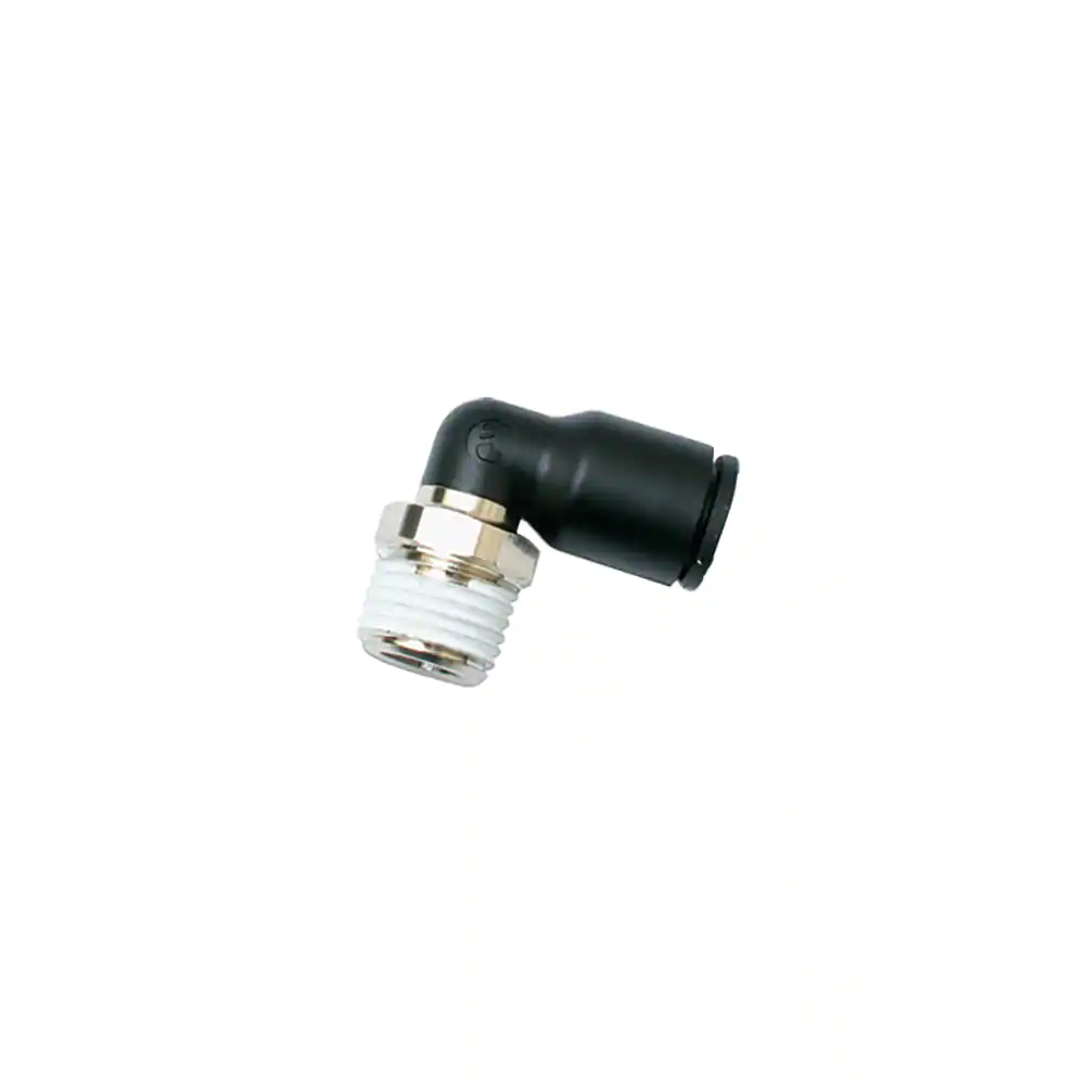 Push-In Einschraubanschluss Winkelstück, 10 mm, 1/2“ NPT, technisches Polymer/Messing vernickelt