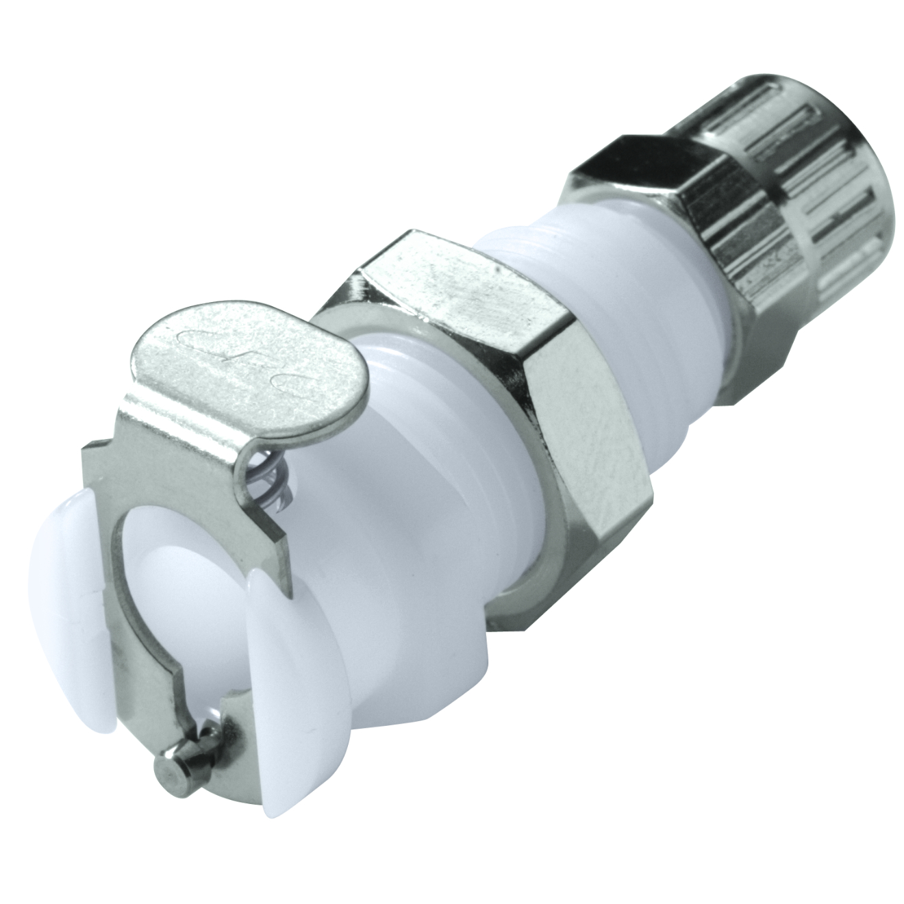 CPC Schnellverschlusskupplung Schottausführung mit Absperrung, 1/4" (6,4 mm) AD x 4,3 mm ID, Acetal
