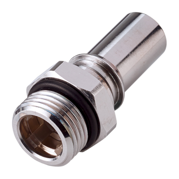 CPC LQ6D Schnellverschlussstecker mit Absperrung, 1/2" SAE-8 AG, Messing verchromt, Blau
