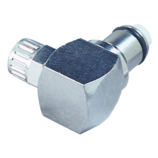 CPC Winkel-Schnellverschlussstecker ohne Absperrung, 1/4" (6,4 mm) AD x 4,3 mm ID, Messing verchromt