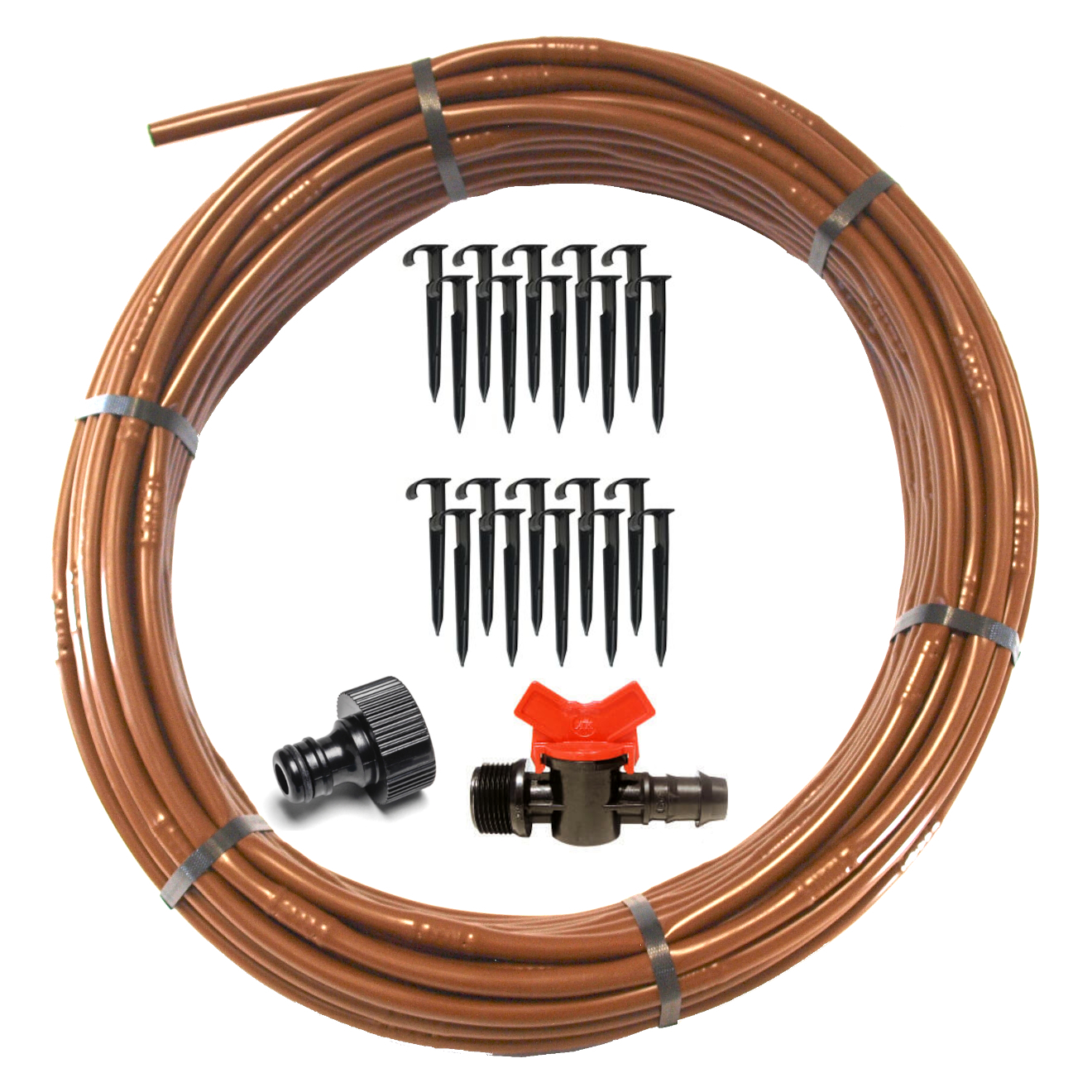 Tropfrohr-Set 25 Meter Braun + 22x Zubehör