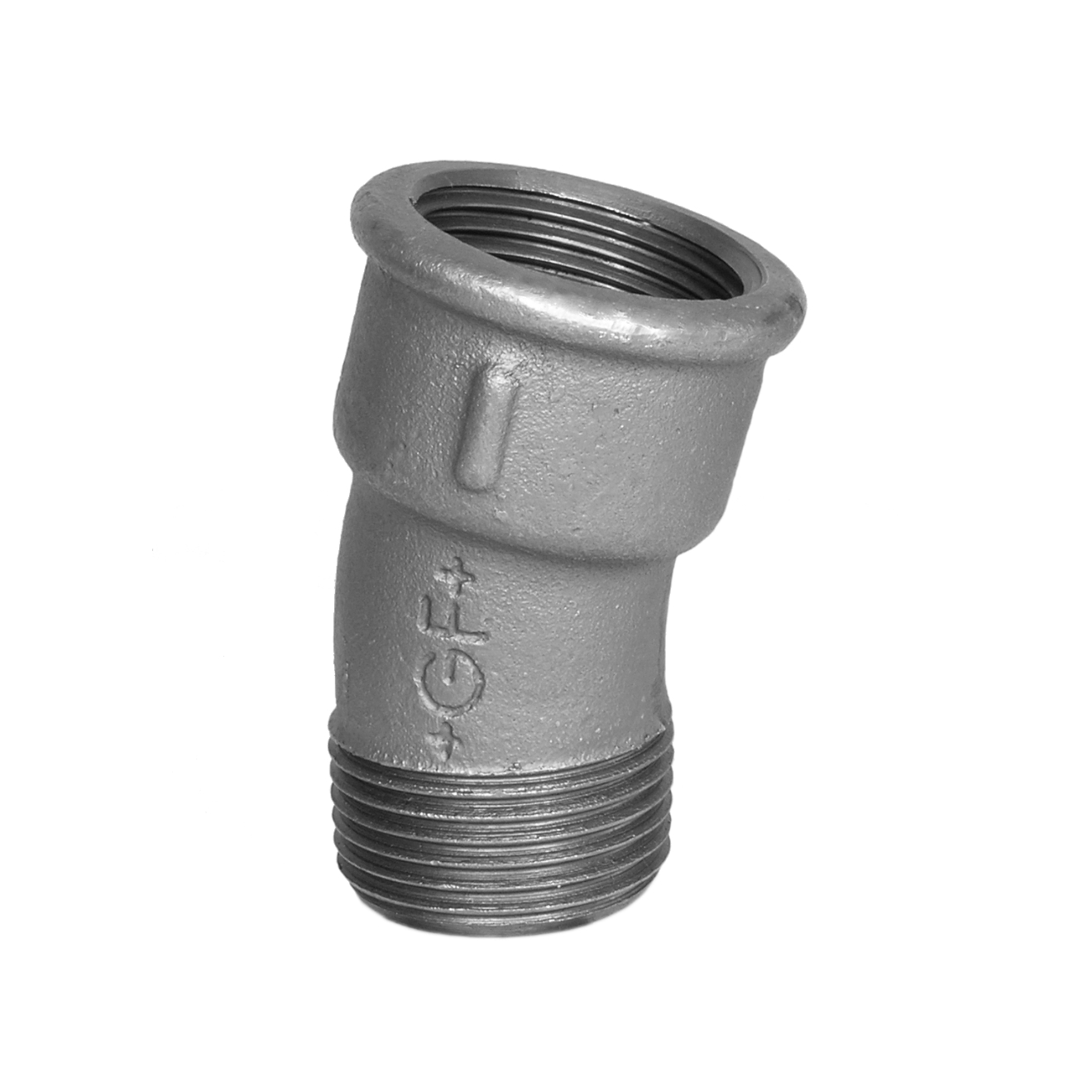Temperguss 15° Bogen R 1“ AG x Rp 1“ IG Verzinkt