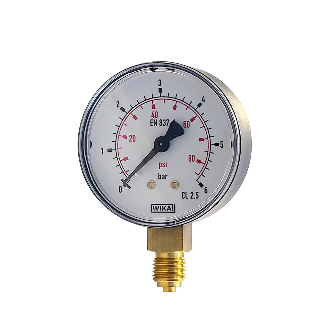 WIKA Manometer UA senkrecht (KU/Ms) G 1/4", Ø 63 mm, -1  – +0,6 bar