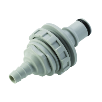 CPC Schnellverschlussstecker Schottausführung mit Absperrung, 1/4" (6,4 mm) ID, Glasfaserverstärktes Polypropylen
