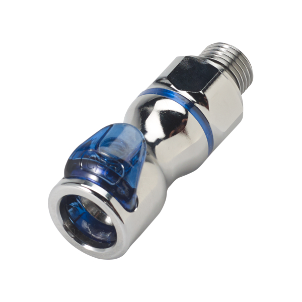 CPC Schnellverschlusskupplung mit Absperrung, G 1/4" AG, Messing verchromt