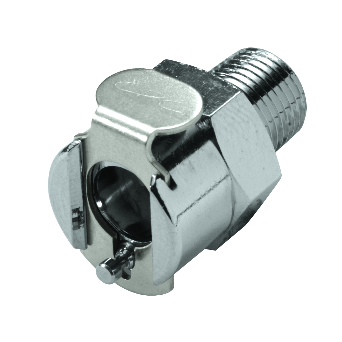 CPC Schnellverschlusskupplung mit Absperrung, 1/8" NPT AG, Messing verchromt