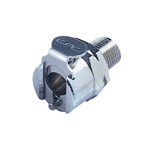 CPC Schnellverschlusskupplung mit Absperrung, 1/8" BSPT AG, Messing verchromt