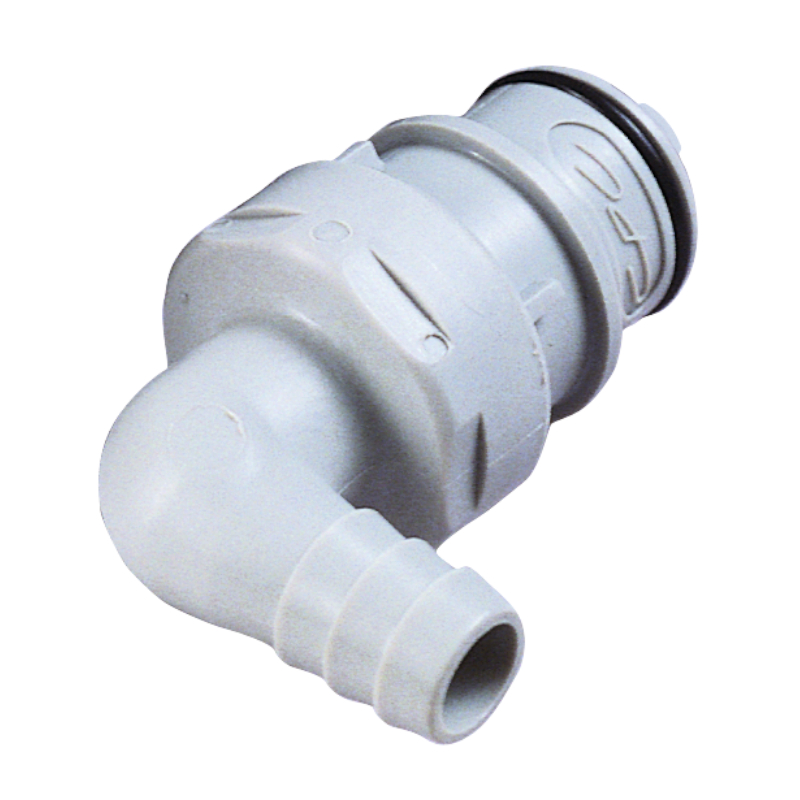 CPC Winkel-Schnellverschlussstecker mit Absperrung, 3/8" (9,5 mm) ID, Polypropylen