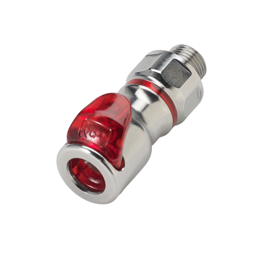 CPC Schnellverschlusskupplung mit Absperrung, 1/8" BSPP AG, Messing verchromt