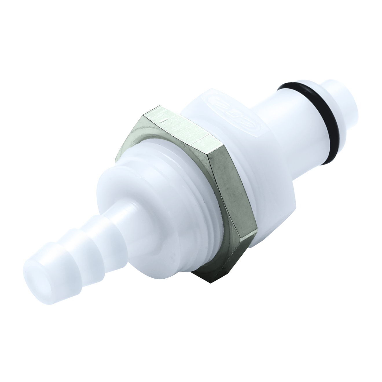 CPC Schnellverschlussstecker Schottausführung mit Absperrung, 1/4" (6,4 mm) ID, Acetal