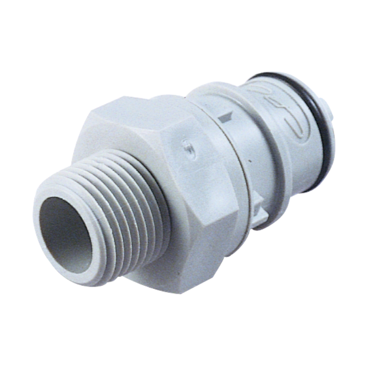 CPC Schnellverschlussstecker mit Absperrung, 3/8" NPT AG, Polypropylen