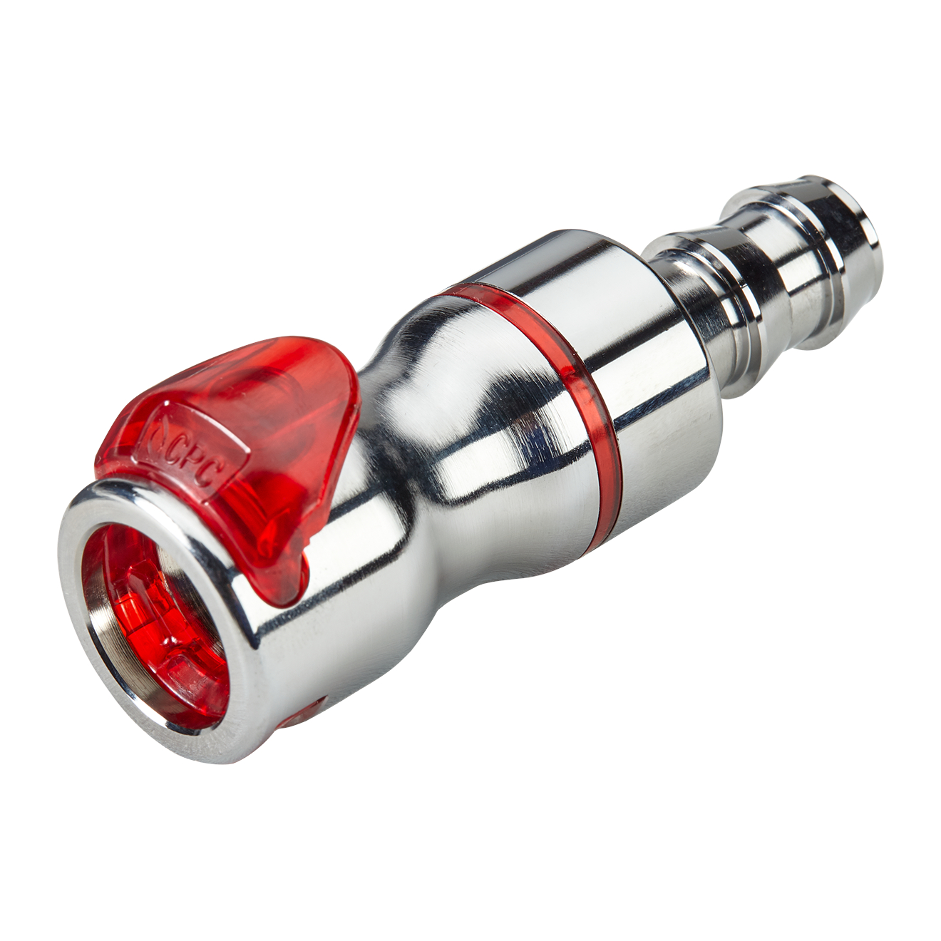 CPC Schnellverschlusskupplung mit Absperrung, 1/2" (12,7 mm) ID, Messing verchromt