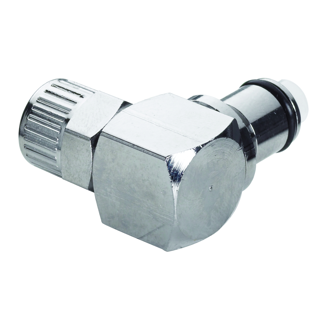 CPC Winkel-Schnellverschlussstecker mit Absperrung, 3/8" (9,5 mm) AD x 6,4 mm ID, Messing verchromt