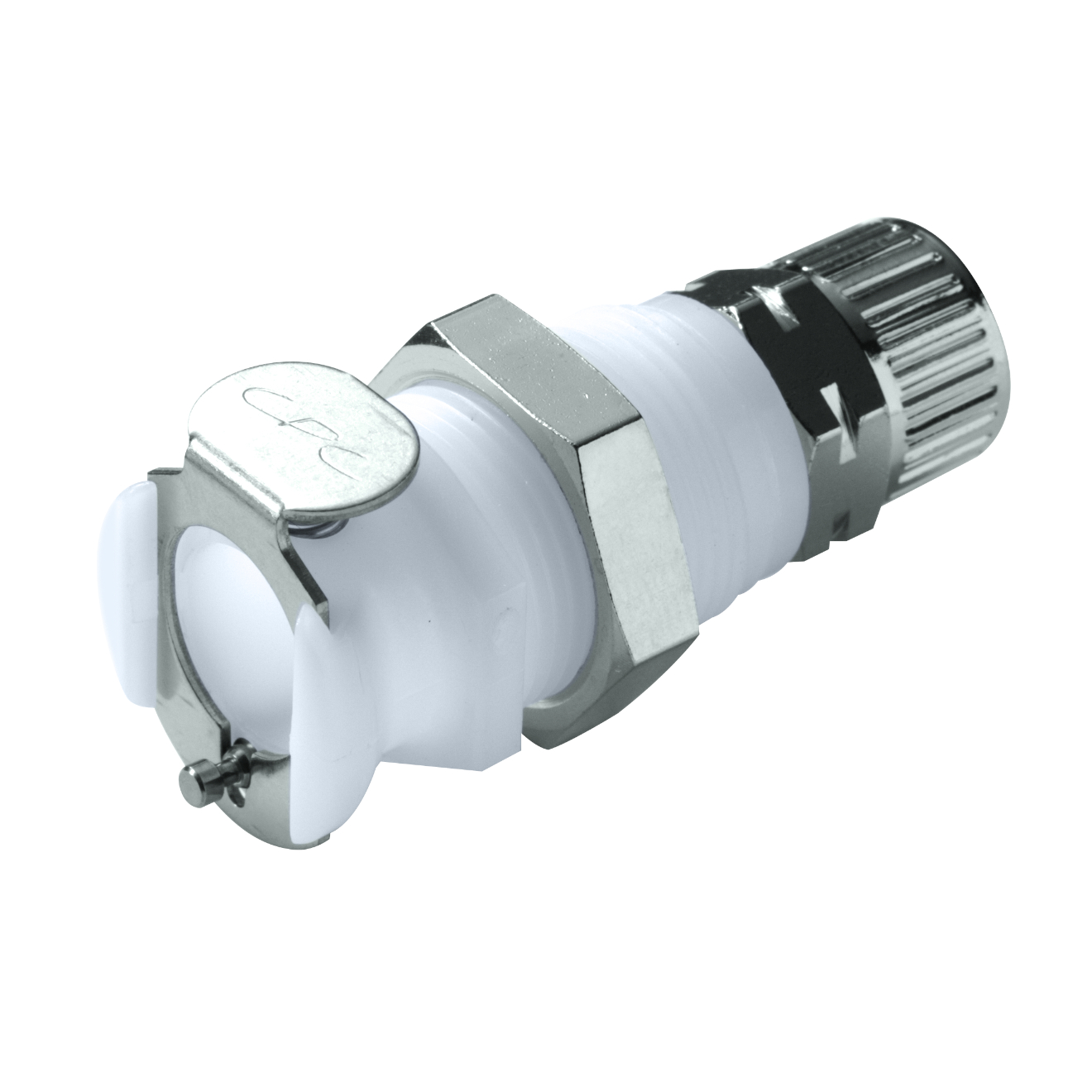CPC Schnellverschlusskupplung Schottausführung mit Absperrung, 1/4" (6,4 mm) AD x 4,3 mm ID, Acetal