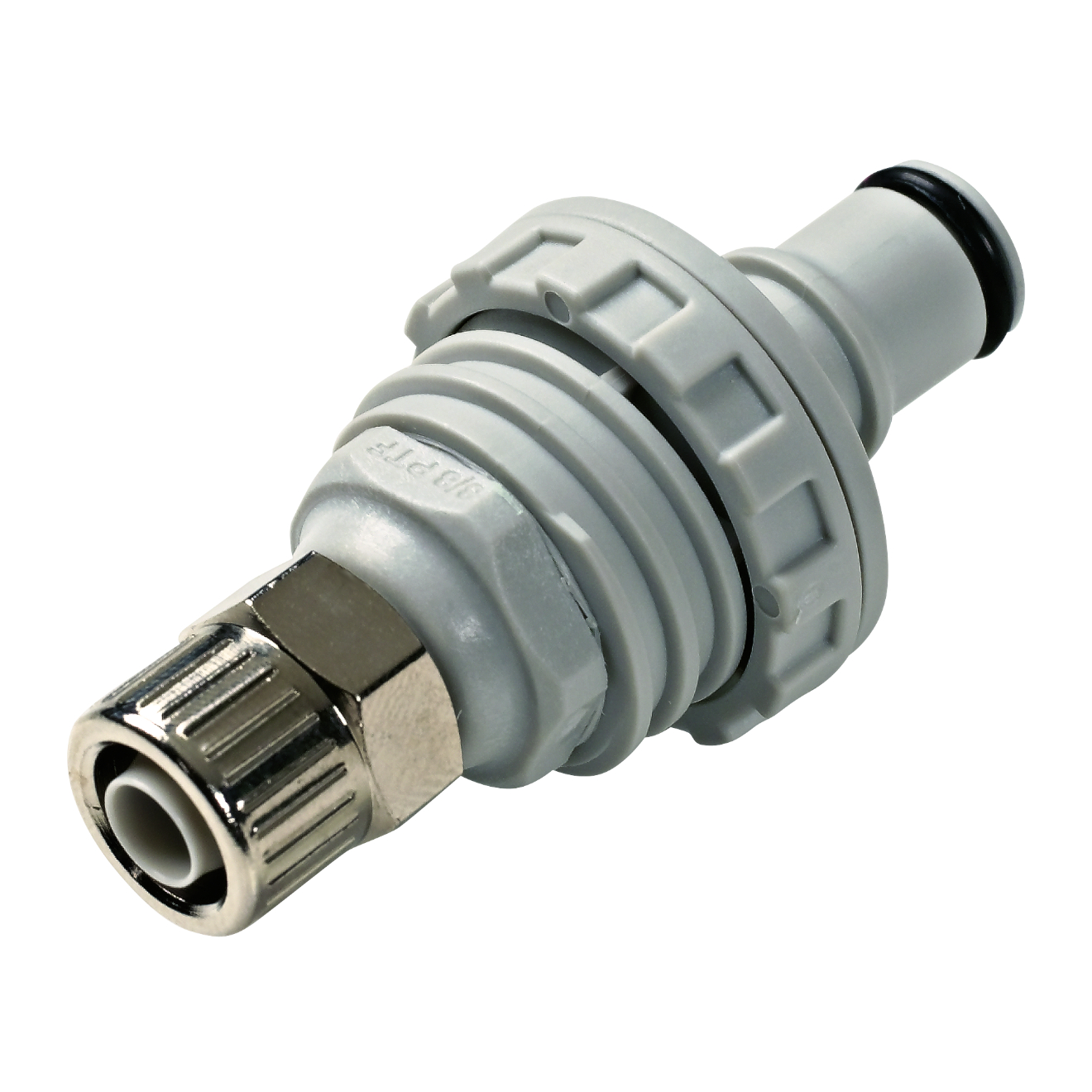CPC Schnellverschlussstecker Schottausführung mit Absperrung, 3/8" (9,5 mm) AD x 6,4 mm ID, Glasfaserverstärktes Polypropylen