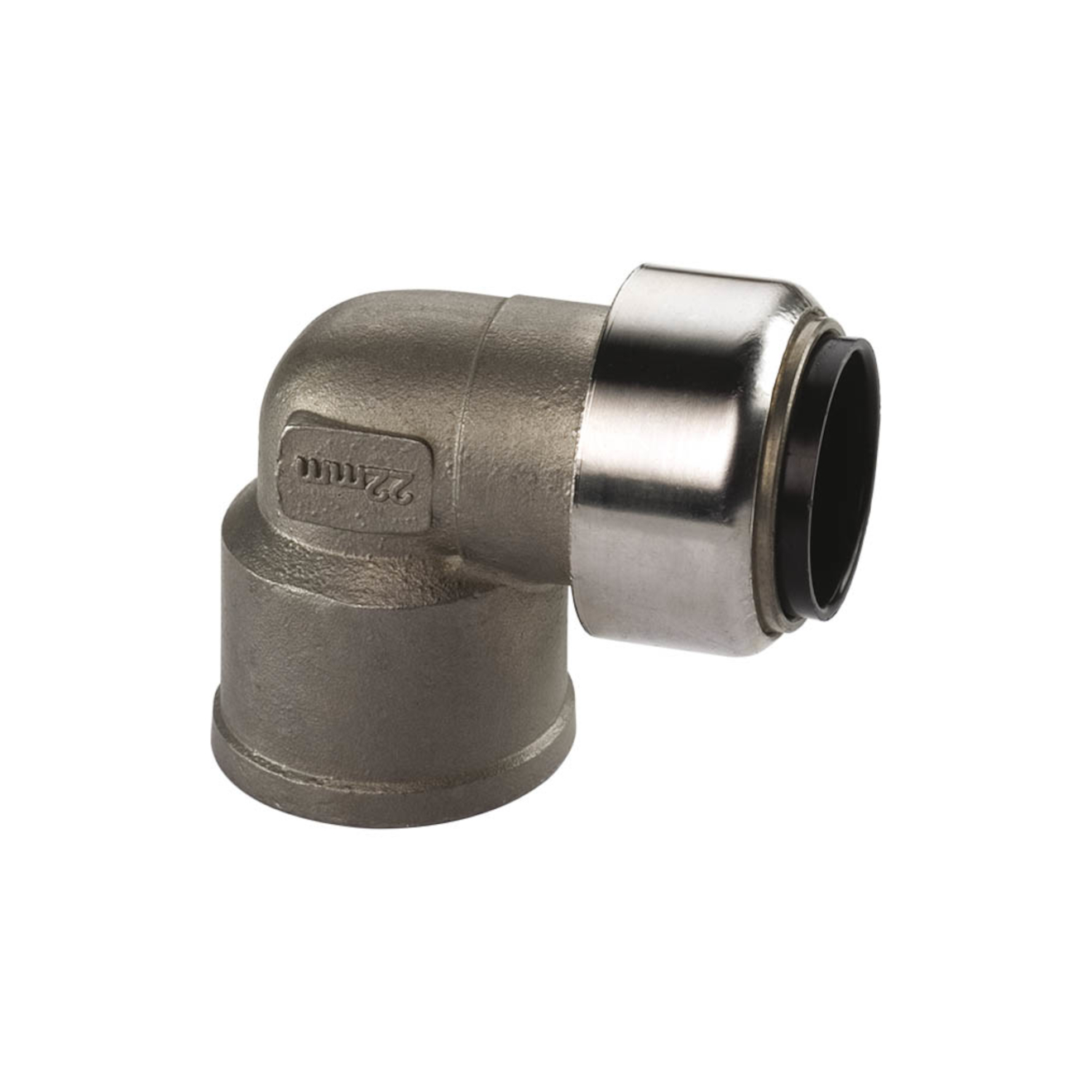 TECTITE Übergangswinkel 90°, 15 mm x Rp 1/2" IG, Edelstahl