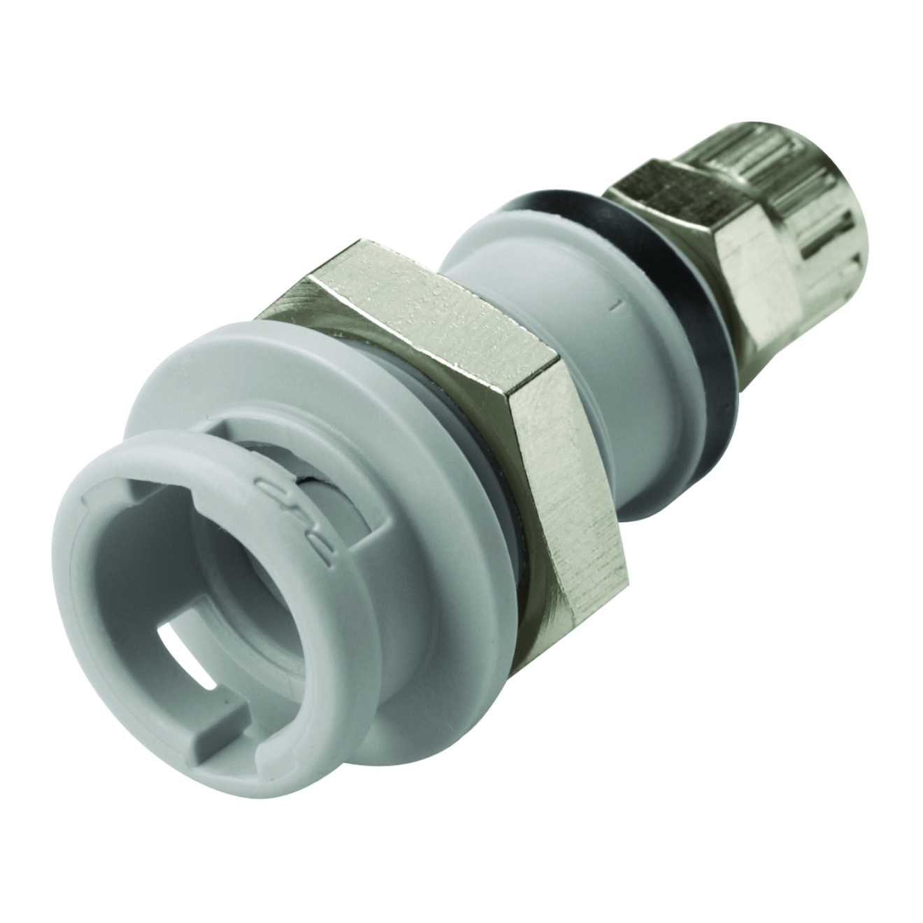 CPC Schnellverschlusskupplung Schottausführung mit Absperrung, 1/4" (6,4 mm) AD x 4,3 mm ID, Glasfaserverstärktes Polypropylen