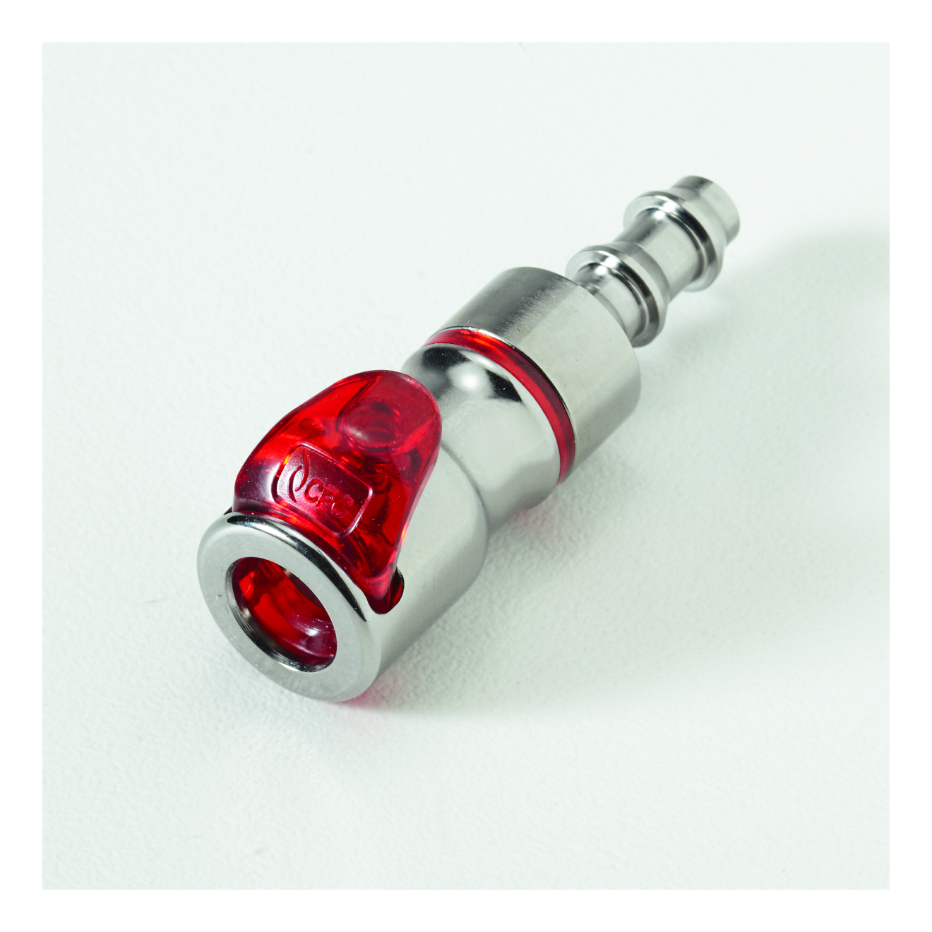 CPC Schnellverschlusskupplung mit Absperrung, 1/4" (6,4 mm) ID, Messing verchromt, Rot