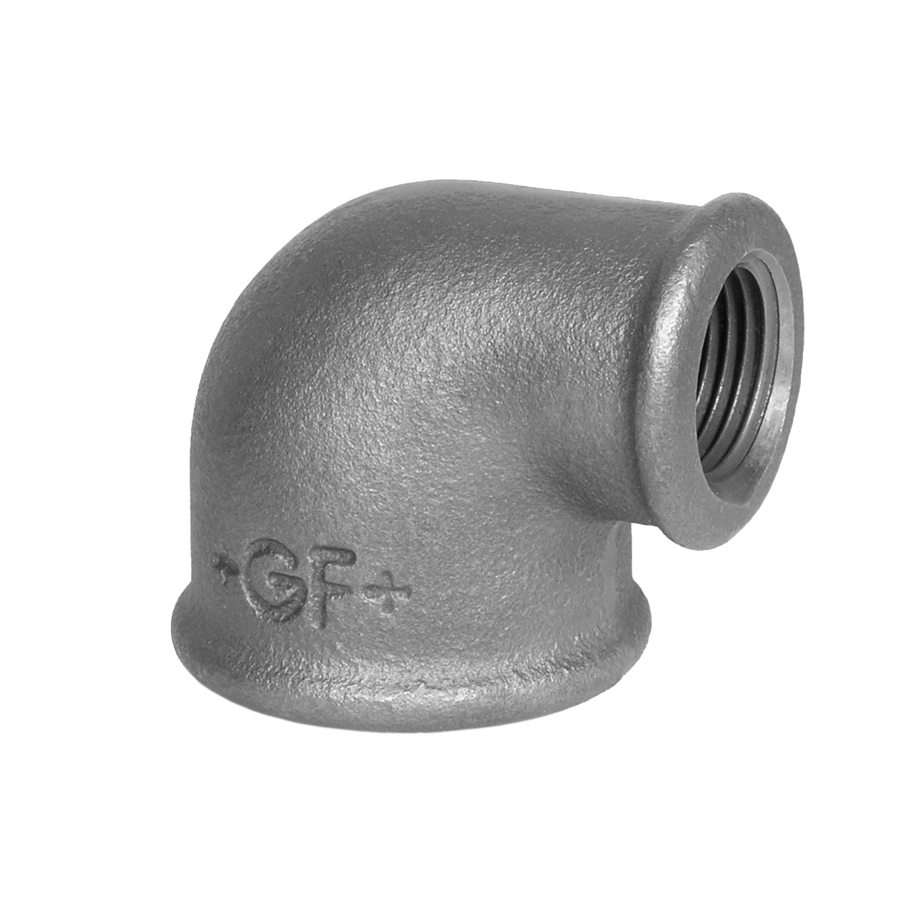 Temperguss 90° Winkel reduziert Rp 1 1/2“ IG x Rp 1 1/4“ IG Verzinkt
