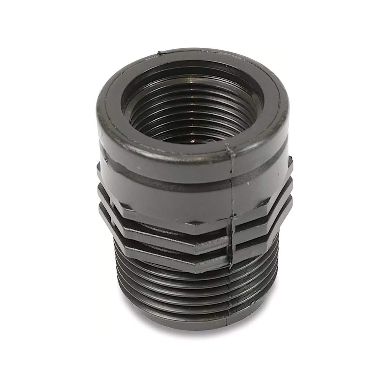 Reduziermuffennippel 1 1/2" x 2" PP, Innengewinde x Außengewinde, 10 bar, Schwarz