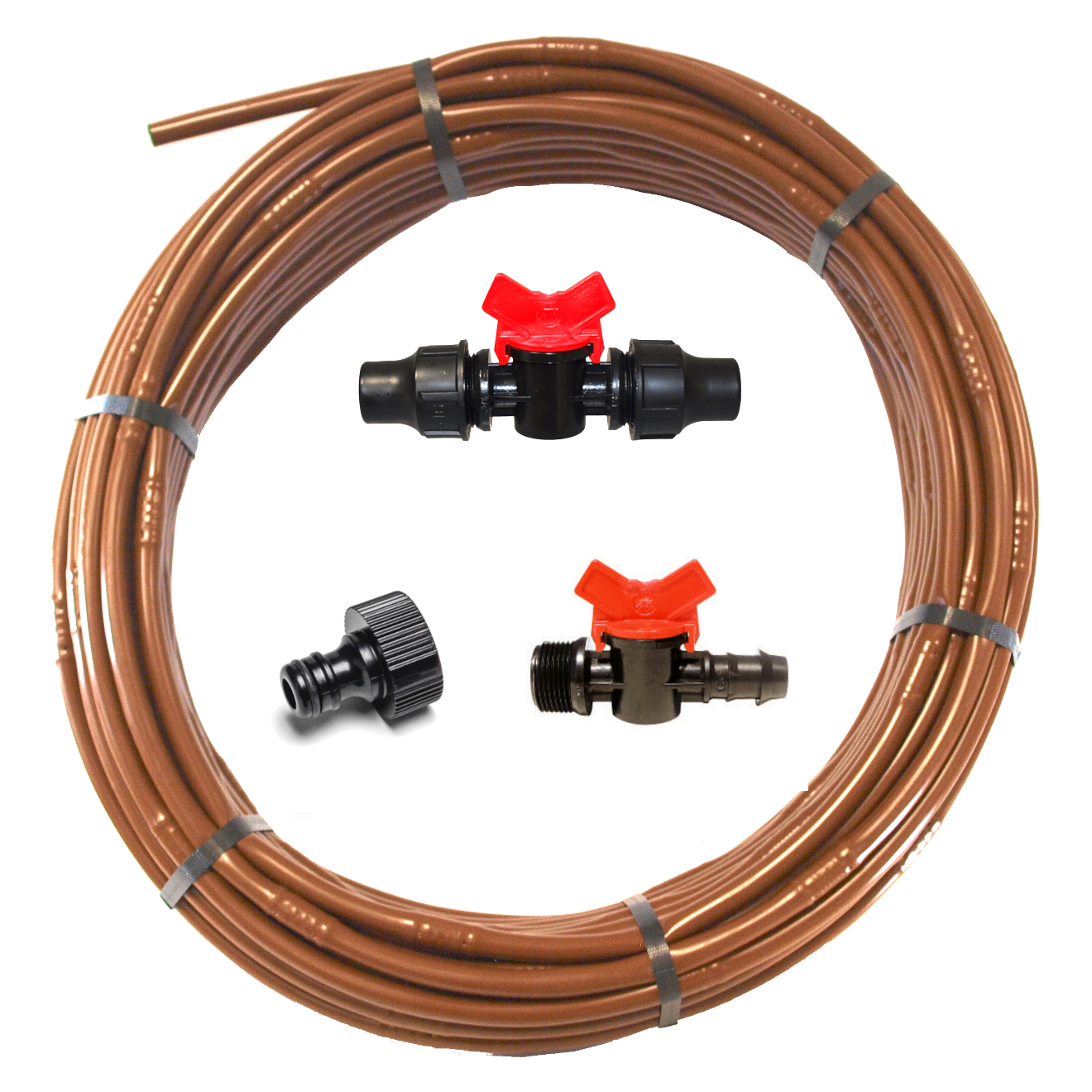 Tropfrohr-Set 50 Meter Braun + 3x Zubehör