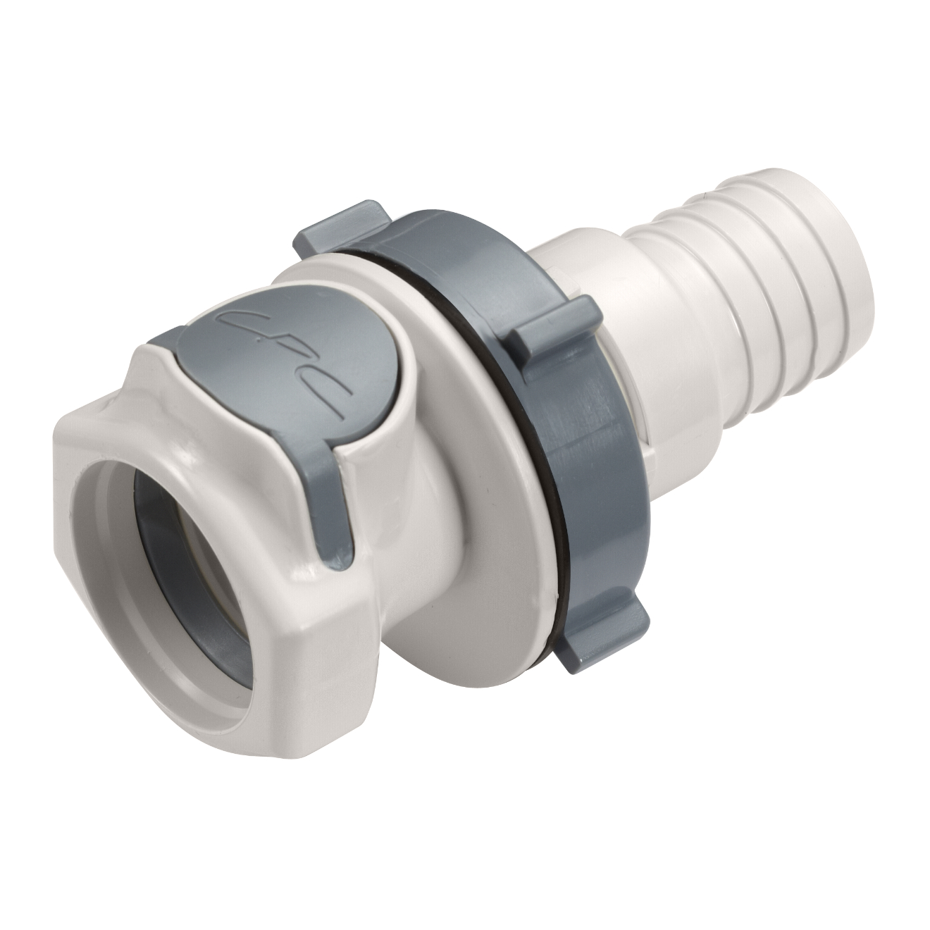 CPC Schnellverschlusskupplung Schottausführung mit Absperrung, 3/4" (19,0 mm) ID, Polysulfon
