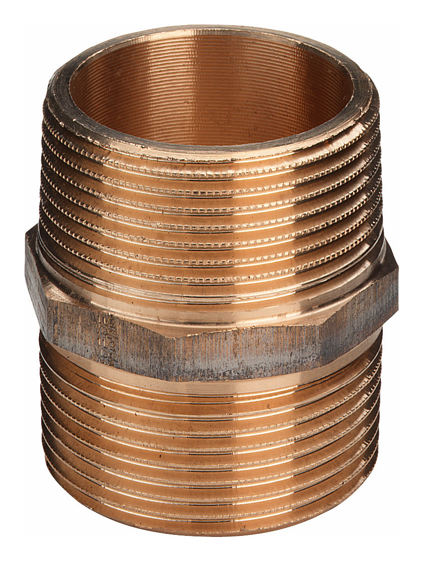 Doppelnippel Mehrkant R 2 1/2“ AG, Rotguss