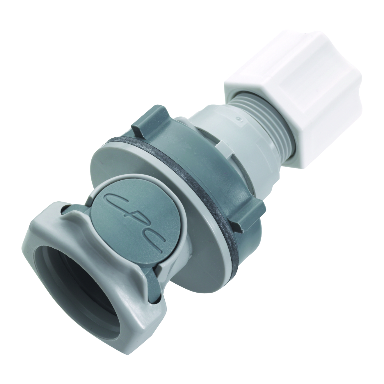 CPC Schnellverschlusskupplung Schottausführung  mit Absperrung, 1/2" (12,7 mm) AD, Polypropylen