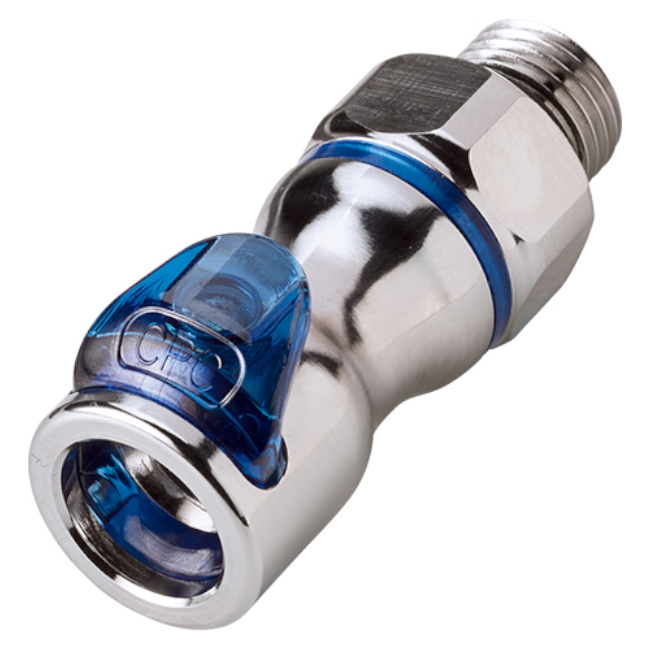 CPC Schnellverschlusskupplung mit Absperrung, 3/8" SAE-6 AG, Messing verchromt