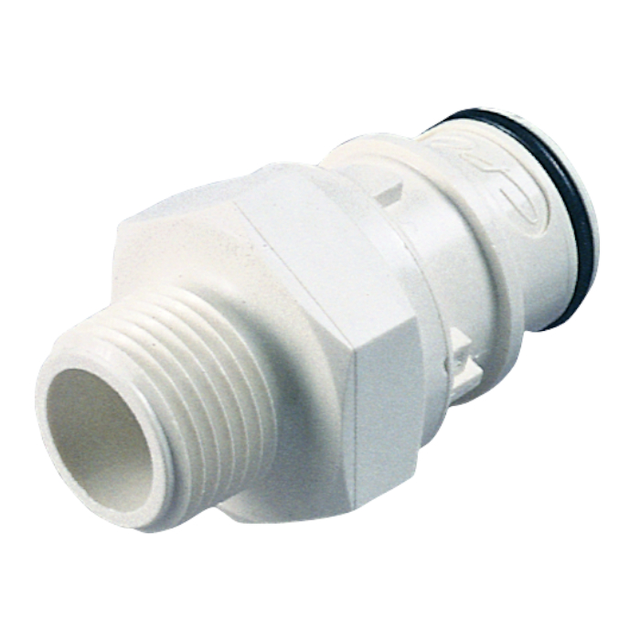 CPC Schnellverschlussstecker mit Absperrung, 1/2" BSPT AG, Polysulfon