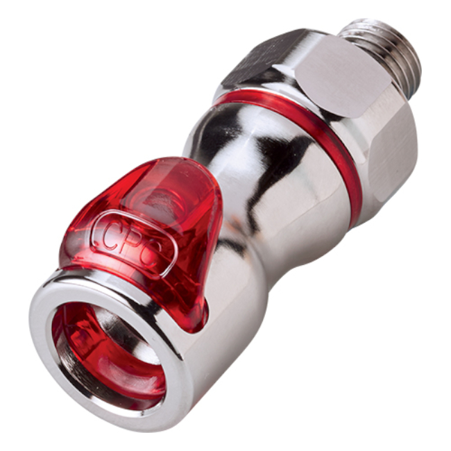CPC Schnellverschlusskupplung mit Absperrung, 3/8" SAE-6 AG, Messing verchromt