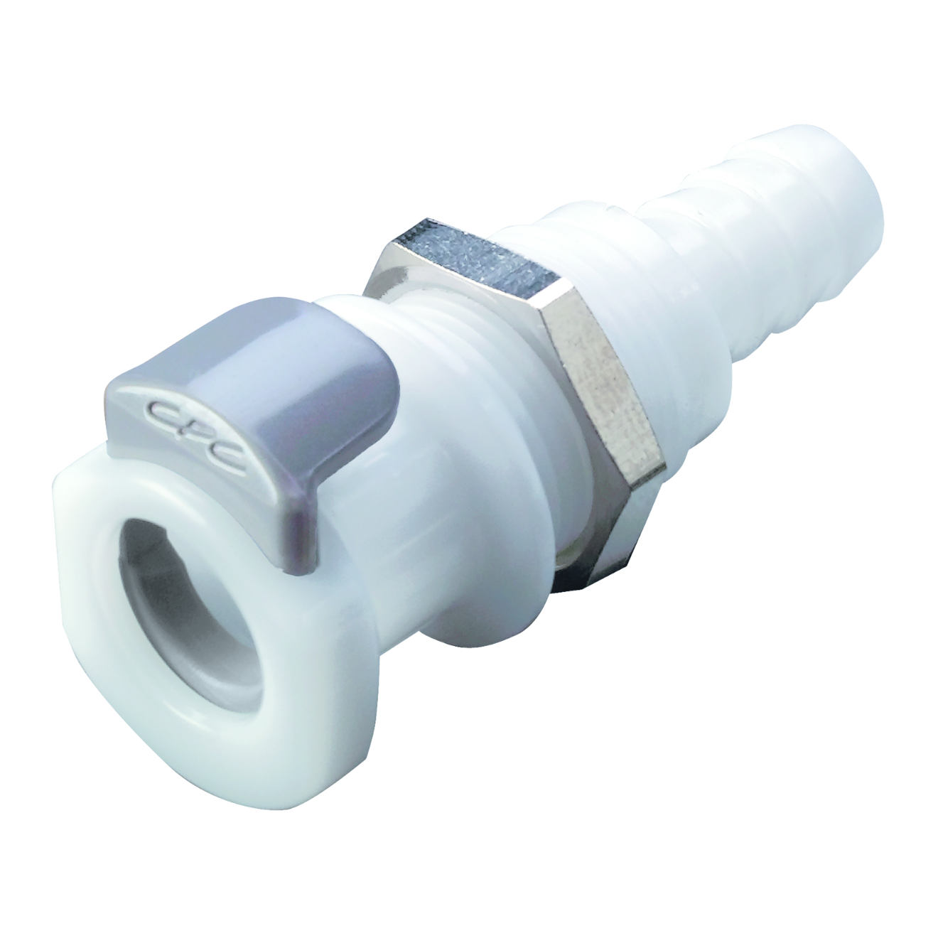 CPC Schnellverschlusskupplung APC Schottausführung ohne Absperrung, 3/8" (9,5 mm) Schlauchtülle, Acetal