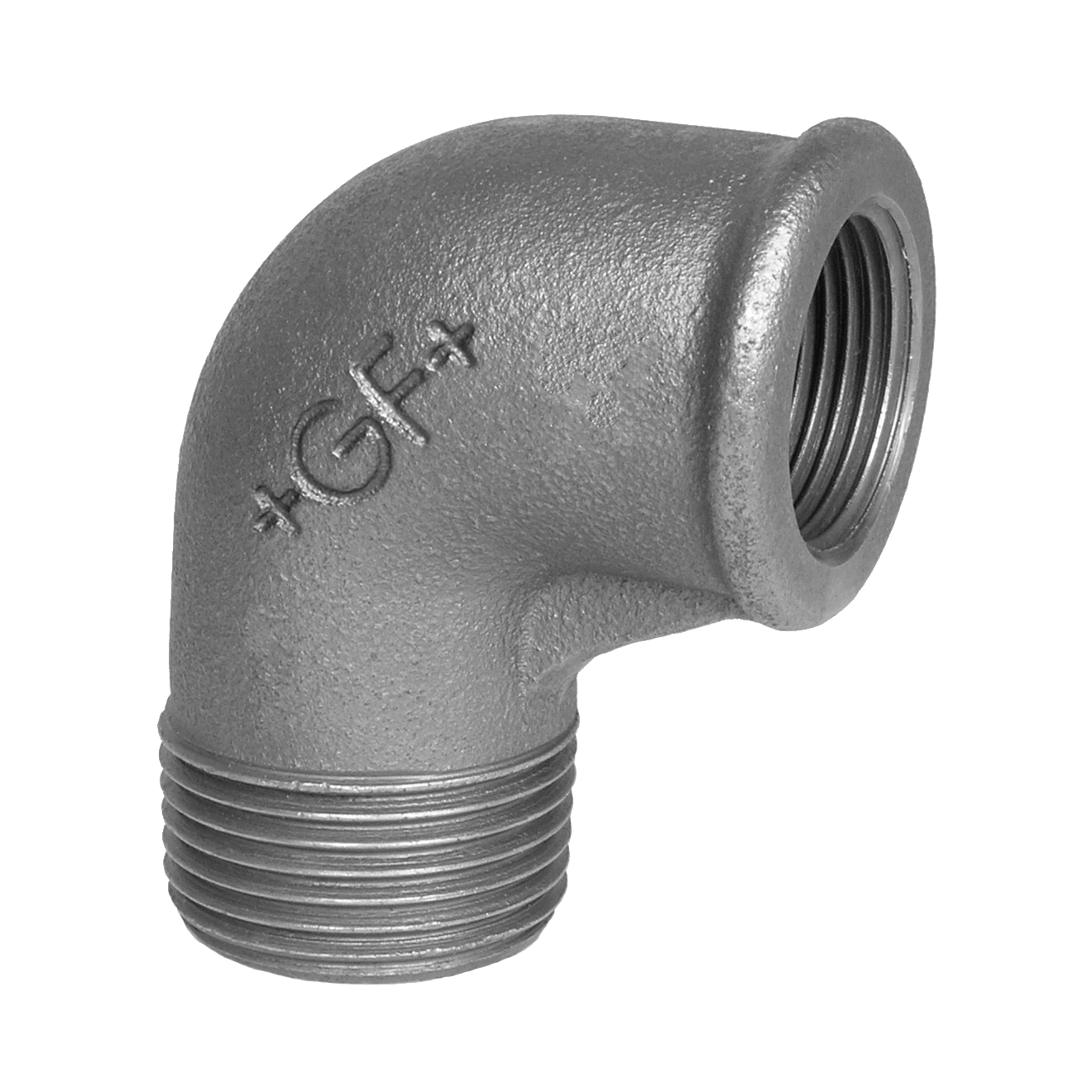 Temperguss 90° Winkel reduziert R 1" AG x Rp 1 1/4" IG Verzinkt