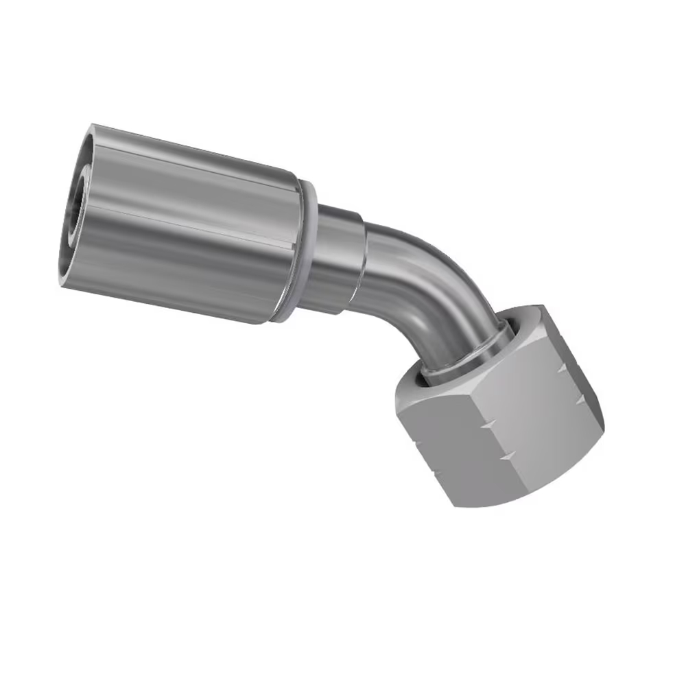 Parker Dichtkopf mit BSP-Überwurfmutter und
O-Ring (60° Konus) 45° Bogen DN10 x 3/8" IG
