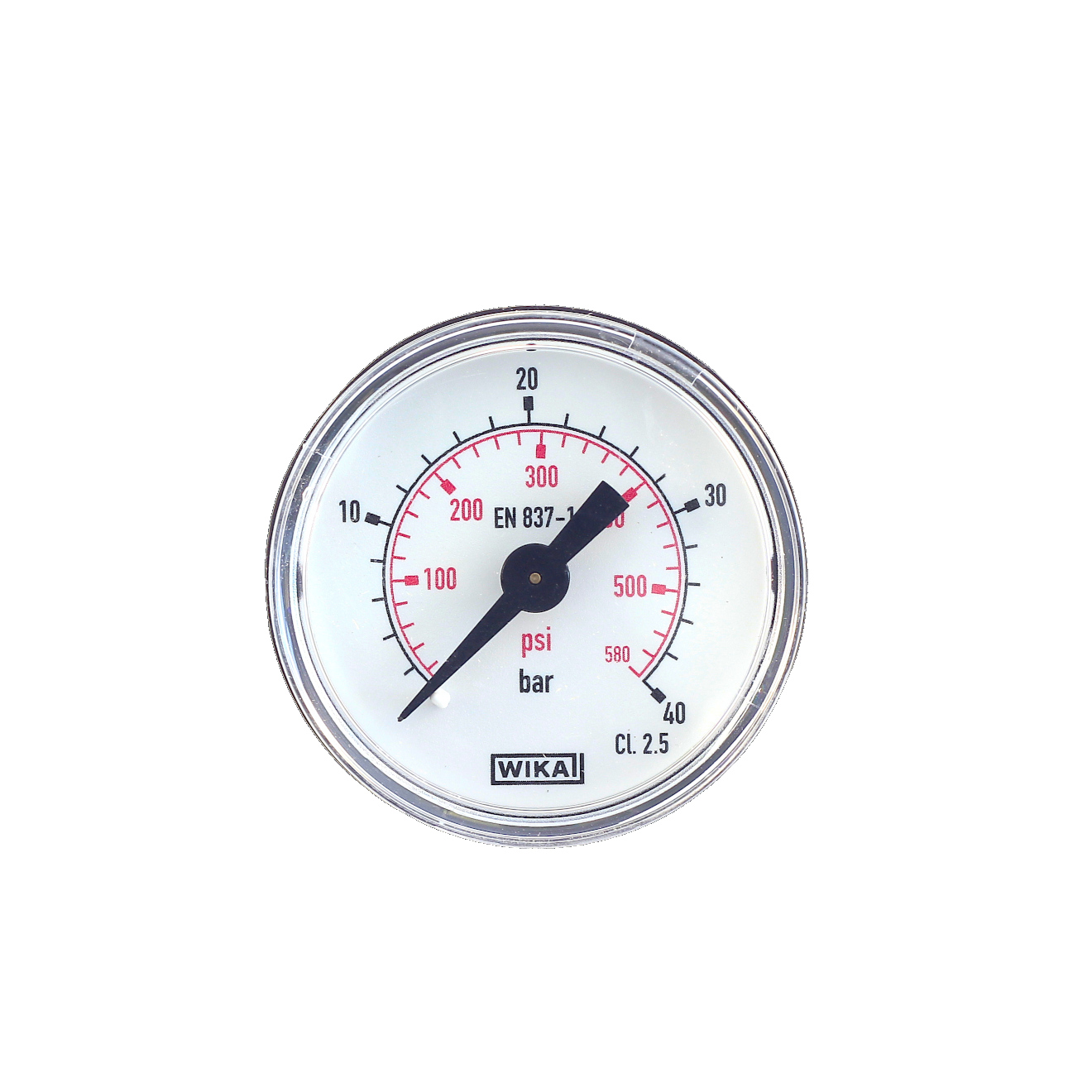 WIKA Manometer RA waagerecht (KU/Ms) G 1/8", Ø 40 mm, -1 – 0 bar