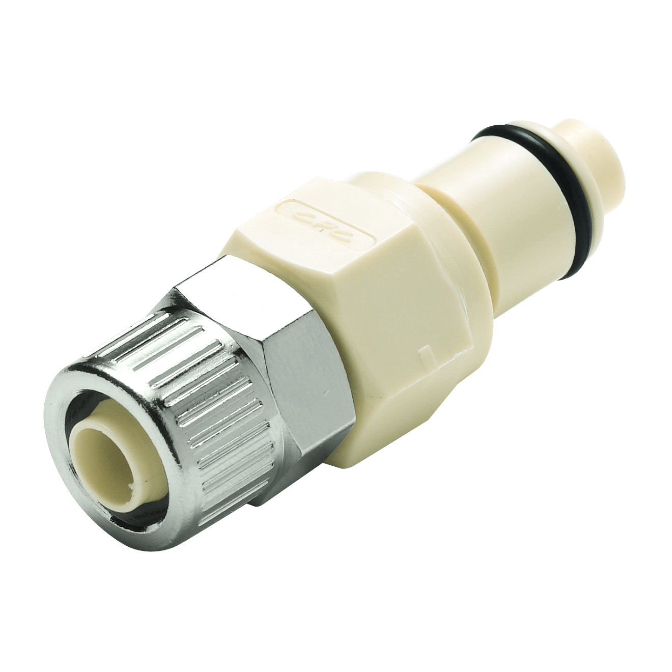 CPC Schnellverschlussstecker mit Absperrung, 3/8" (9,5 mm) AD x 6,4 mm ID, Polypropylen