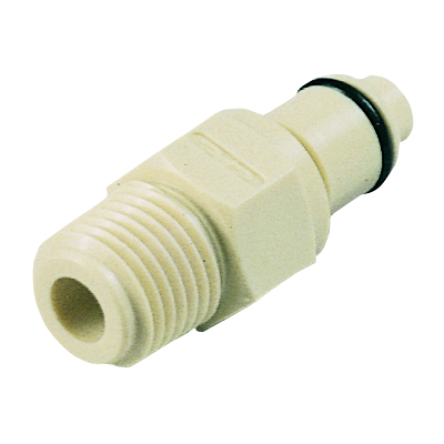 CPC Schnellverschlussstecker mit Absperrung, 1/8" NPT AG, Polypropylen