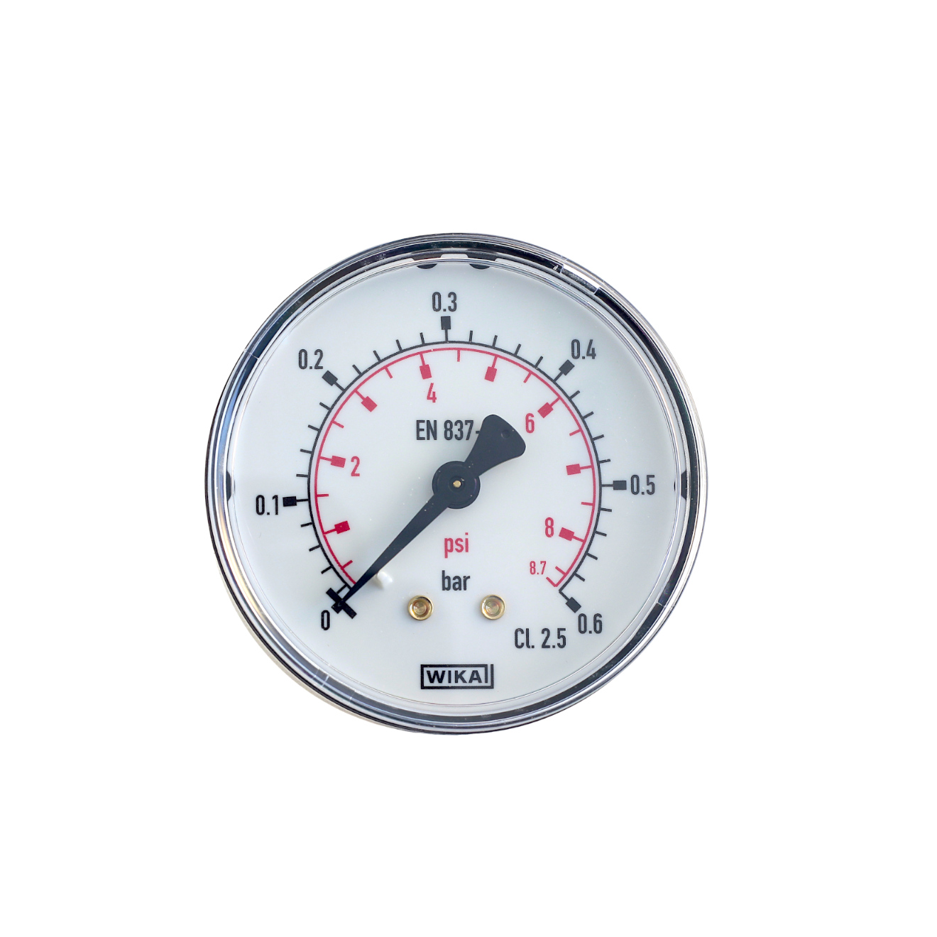 WIKA Manometer RA waagerecht (KU/Ms) G 1/4", Ø 63 mm, -1 – +1,5 bar