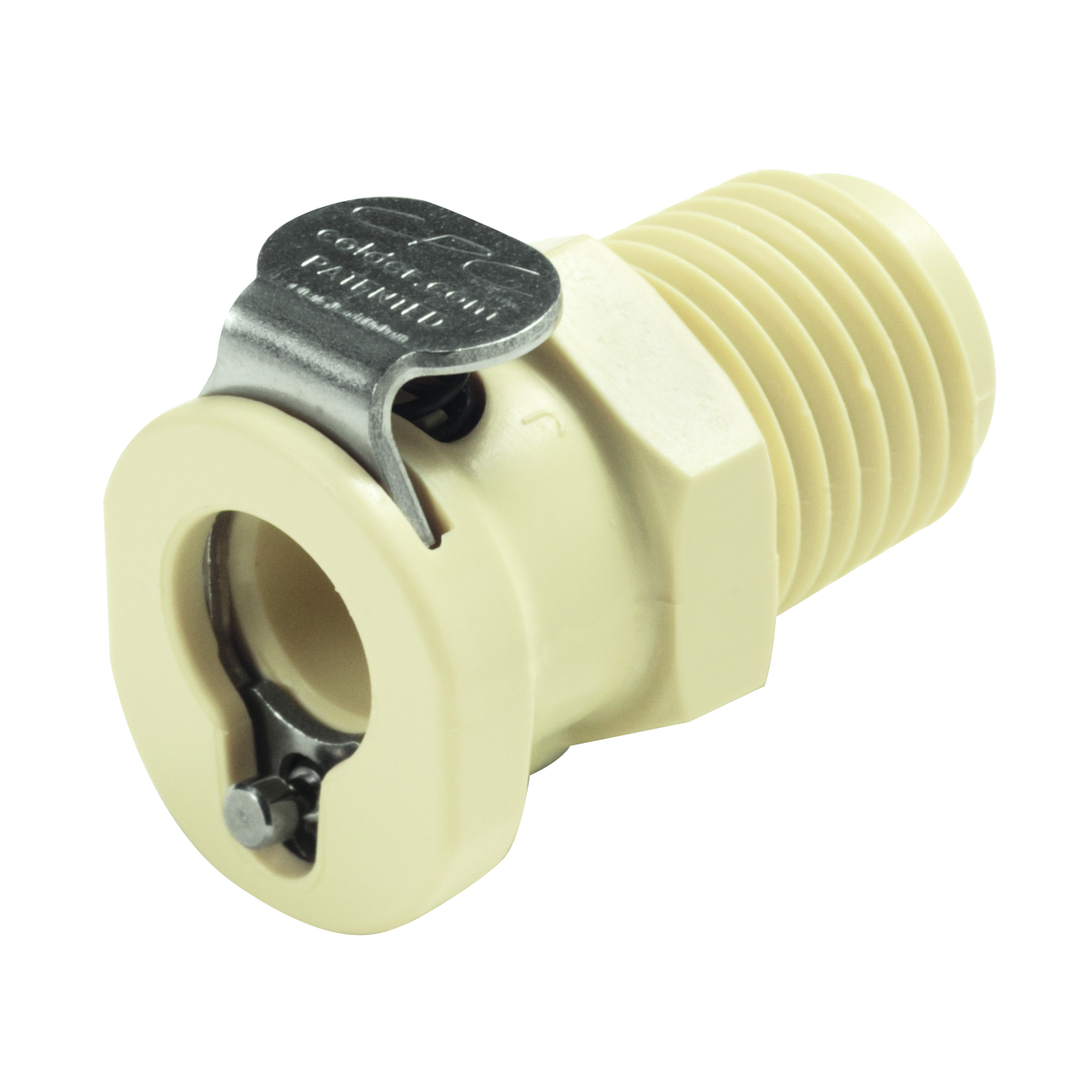 CPC Schnellverschlusskupplung mit Absperrung, 1/4" NPT AG, Polypropylen