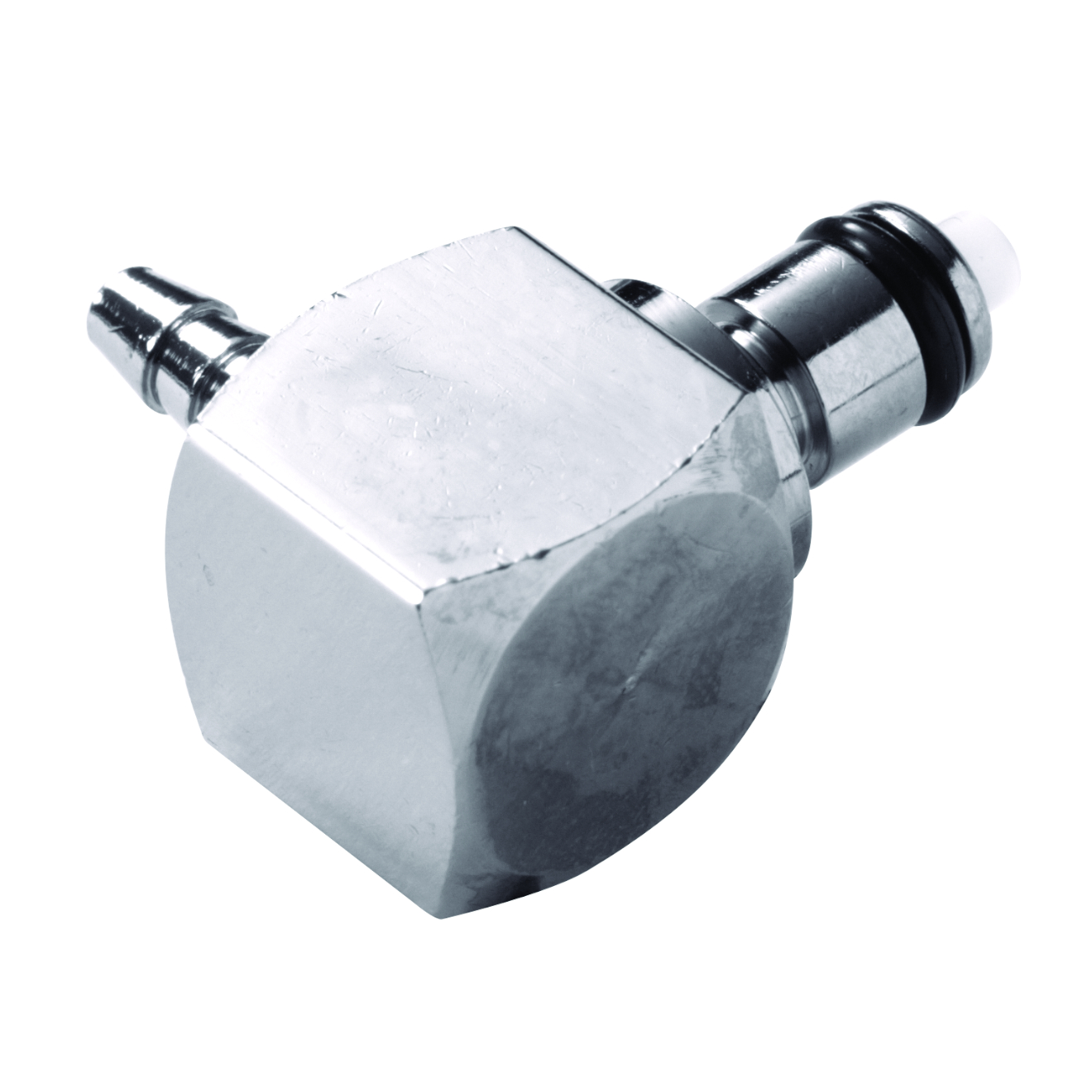 CPC Winkel-Schnellverschlussstecker mit Absperrung, 1/4" (6,4 mm) ID, Messing verchromt