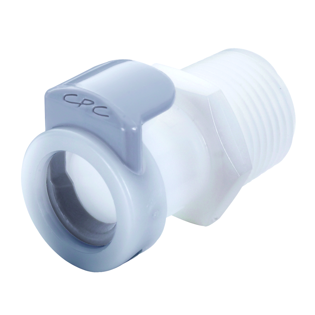 CPC Schnellverschlusskupplung mit Absperrung, 1/4" NPT AG, Acetal