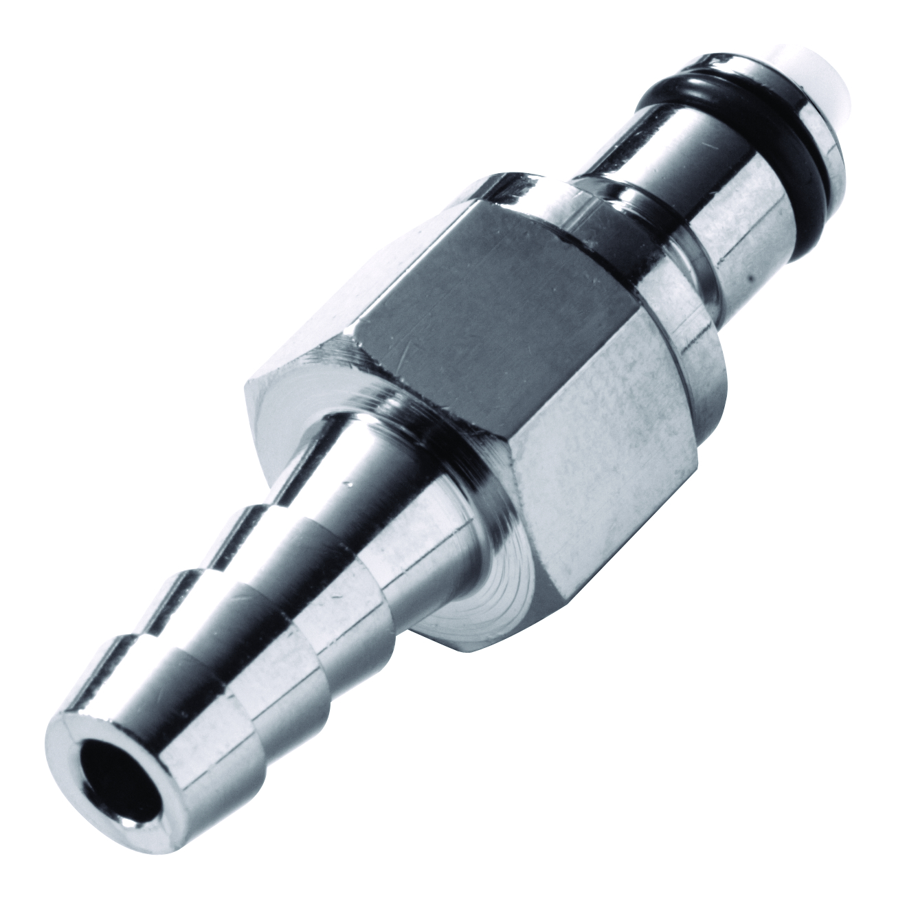 CPC Schnellverschlussstecker mit Absperrung, 1/4" (6,4 mm) ID, Messing verchromt