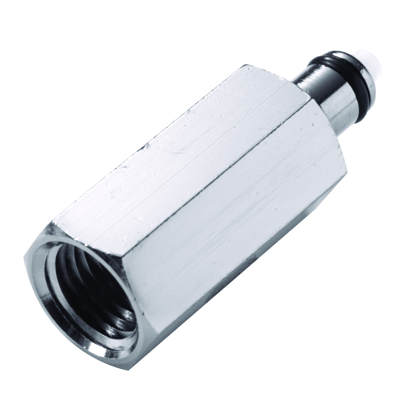 CPC Schnellverschlussstecker mit Absperrung, 1/4" NPT IG, Messing verchromt