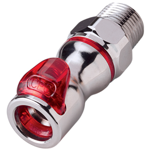 CPC Schnellverschlusskupplung mit Absperrung, 3/8“ NPT AG, Messing verchromt